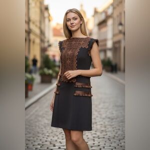 ETRO New Pleated Skirt Embroidered Dress Size 40 Made In Italy $2,450.00